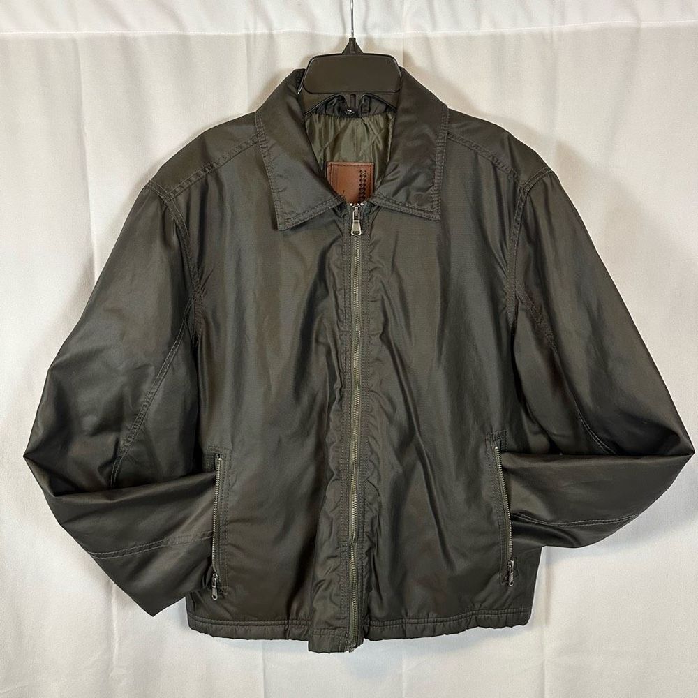 Richard Comstock Vertical Mens Nylon Quilted Bomber Jacket Coat Dark Green M
